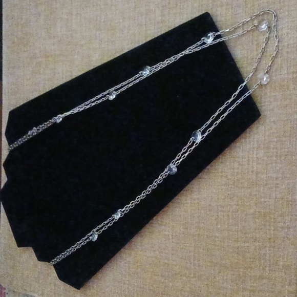 Vintage Liz Claiborne Double Strand Crystal Chain Necklace - Picture 1 of 5